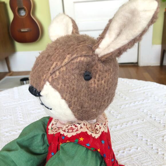 VTG Handmade Bunny Rabbit Plush Mohair Weighted Primitive Folk Art Cottagecore - Picture 2 of 8